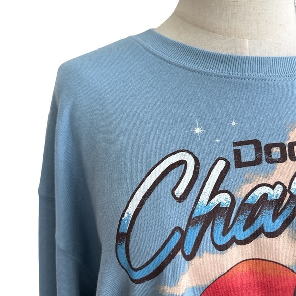 Target Dodge Charger Graphic Baby Blue Cropped Crew Neck Sweatshirt Size XXL - Picture 3 of 8